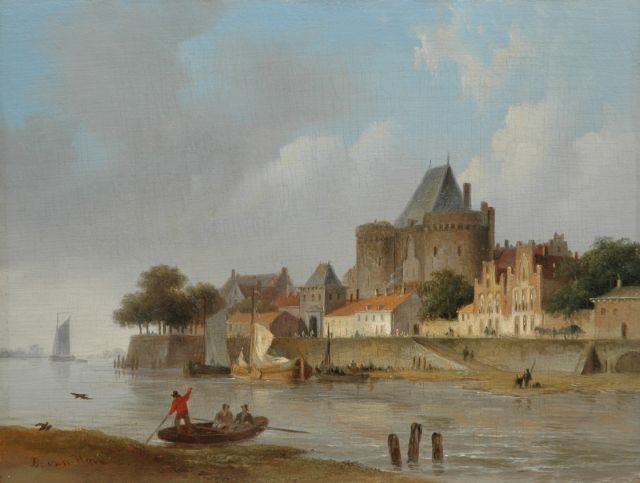 Bart van Hove | The ‘IJselfront’ of Deventer with the ‘Vispoort’, Öl auf Holz, 19,4 x 25,6 cm, signed l.l.