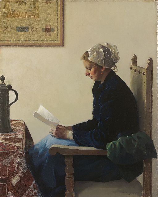 Evert Jan Ligtelijn | Reading a letter, Öl auf Leinwand, 50,4 x 40,3 cm, signed l.r.