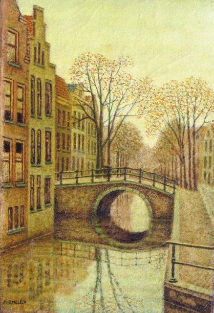 Meijer S.  | A canal in Amsterdam, Öl auf Leinwand 30,6 x 21,2 cm, signed l.l.