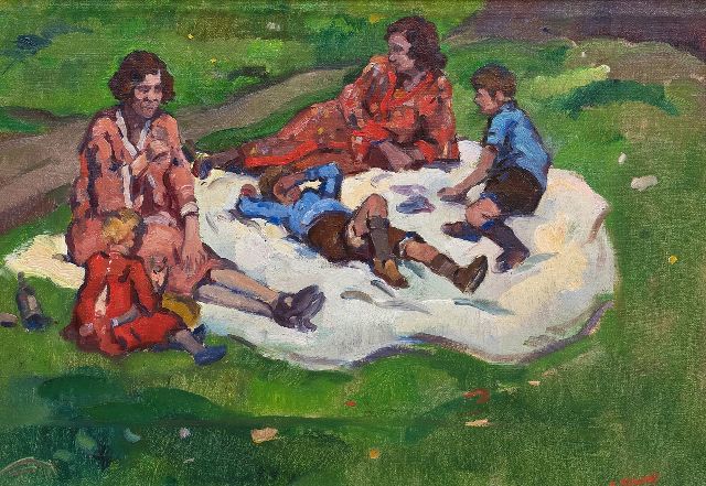 Noltee B.C.  | Sommerliches Picknick, Öl auf Leinwand 34,5 x 49,0 cm, Unterzeichnet r.u.
