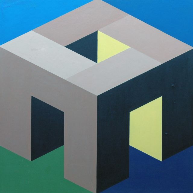 Theo Stiphout | Motiv II, Öl auf Malereifaser, 59,6 x 59,5 cm, Unterzeichnet Im Verso und Im Verso datiert '75