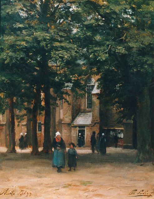 Philip Sadée | View of Ruurlo, Öl auf Holz, 29,4 x 23,0 cm, signed l.r.