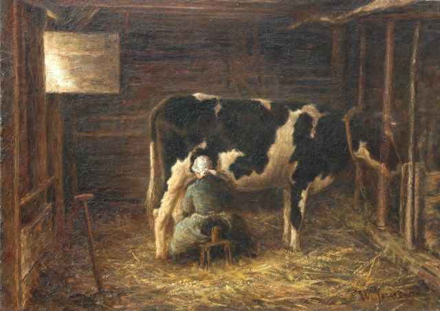 Willem Jorissen | Milking-time, Öl auf Leinwand, 41,2 x 57,5 cm, signed l.r.