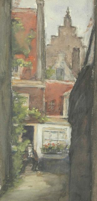 Fritzlin M.C.L.  | A court-yard, Aquarell auf Papier 29,6 x 14,9 cm