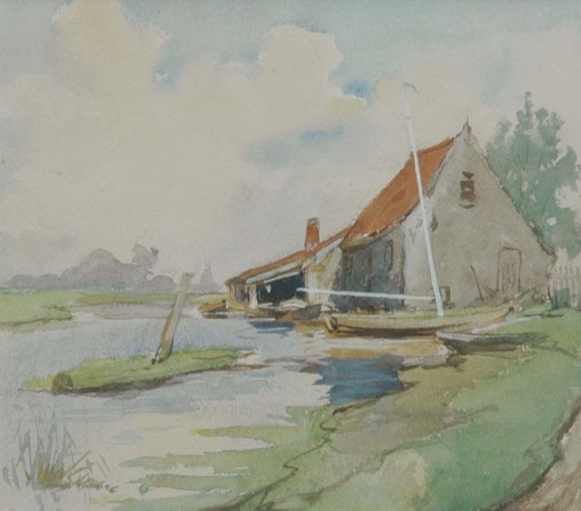 Louise Fritzlin | A farm near the water, 's-Graveland, Aquarell auf Papier, 25,2 x 27,5 cm