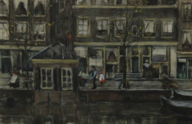 Fritzlin M.C.L.  | Houses along a canal, Aquarell auf Papier 19,1 x 28,8 cm