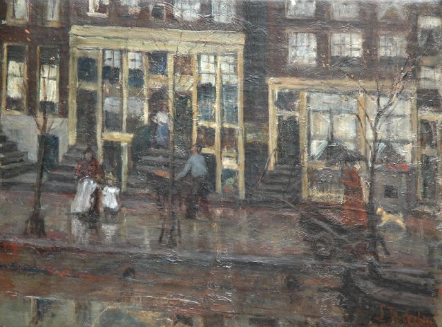 Louise Fritzlin | A view of Amsterdam: the Applemarket, Öl auf Leinwand, 35,8 x 47,9 cm, painte circa 1890-1895