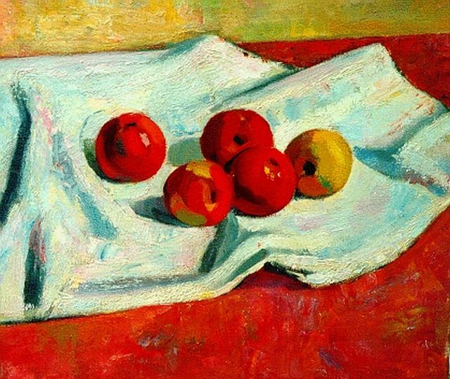 Aart van Dalen | Stillleben mit Äpfeln, Öl auf Leinwand, 55,0 x 60,2 cm