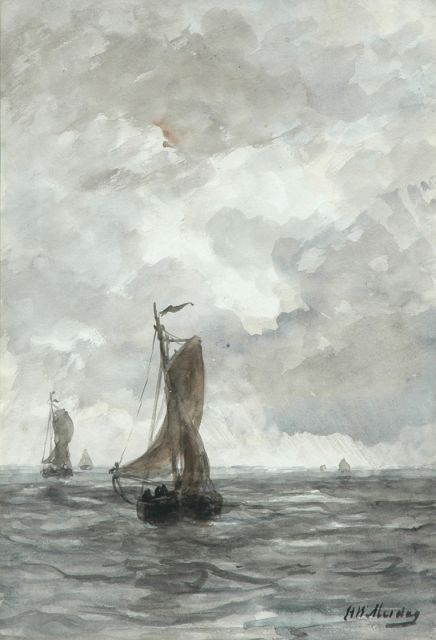 Hendrik Willem Mesdag | Bringing in the catch, Aquarell auf Papier, 41,0 x 27,1 cm, signed l.r.