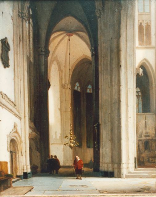 Jan Jakob Schenkel | A church interior, Öl auf Holz, 30,4 x 24,5 cm, signed l.r.
