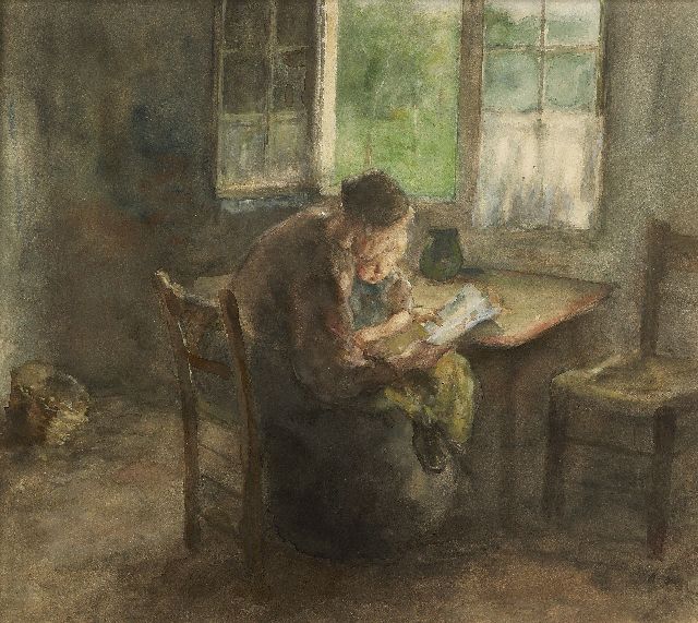 Hein Kever | Reading a book, Aquarell auf Papier, 44,8 x 51,1 cm, signed l.r.