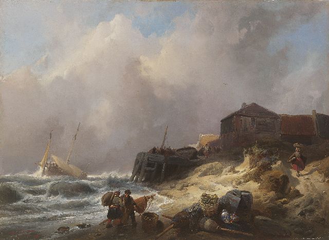 Wijnand Nuijen | Coastal scene in stormy weather, Öl auf Holz, 37,7 x 51,7 cm, signed l.r. und dated '37