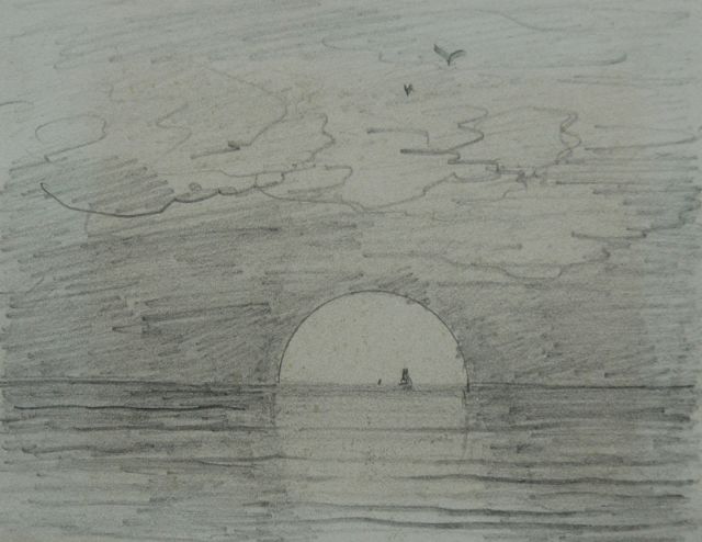 Hendrik Willem Mesdag | Sunrise: 'Guten Morgen', Bleistift auf Papier, 8,7 x 11,2 cm, painted 's January 1893' on reverse