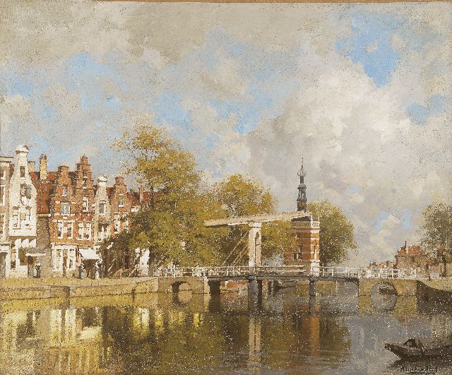 Karel Klinkenberg | A view of the Verdronkenoord with the Accijnstower, Alkmaar, Öl auf Leinwand, 38,9 x 47,0 cm, signed l.r.