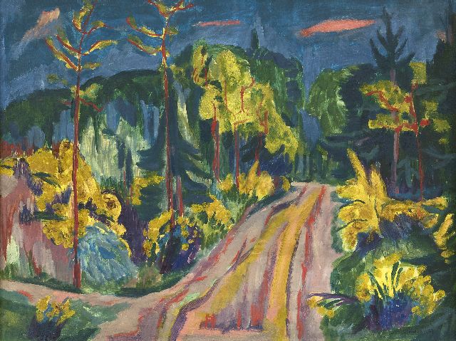 Jan Wiegers | Landschaft in den Bergen, Wachsfarbe auf Leinwand, 52,2 x 68,3 cm, Unterzeichnet r.u. und datiert '27