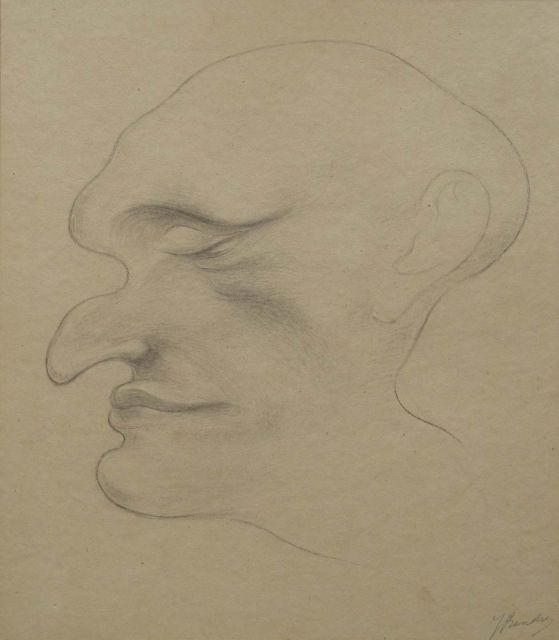 Jacob Bendien | A disdainful look, Bleistift auf Papier auf Pappe, 38,5 x 32,8 cm, signed l.r.
