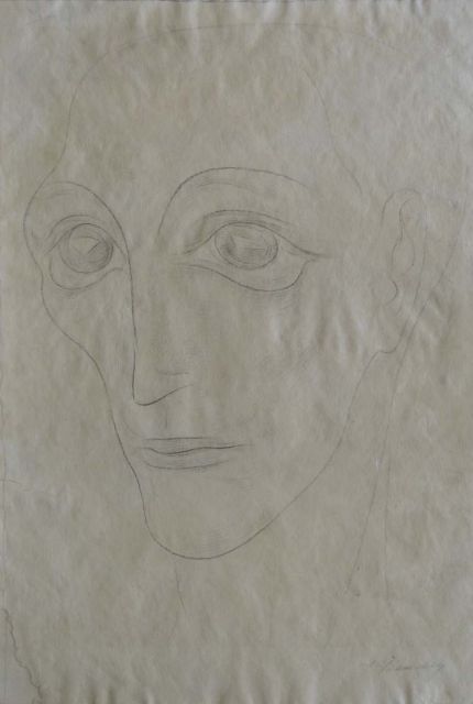 Jacob Bendien | Man's head, Bleistift auf Papier, 41,0 x 27,9 cm, signed l.r.
