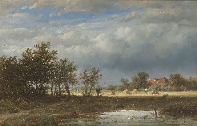 Anthonie Jacobus van Wijngaerdt | Harvest time, Öl auf Holz, 23,7 x 36,5 cm, signed l.r.