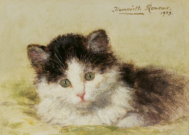 Henriette Ronner | A kitten, Öl auf Holz, 13,7 x 18,9 cm, signed u.r. und dated 1903