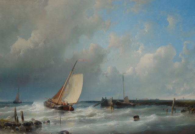 Abraham Hulk | Leaving the harbour, Öl auf Leinwand, 43,5 x 61,7 cm, signed l.r.