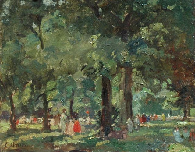 Cor Noltee | Summer in the park, Öl auf Leinwand auf Holz, 31,7 x 39,2 cm, signed l.l.