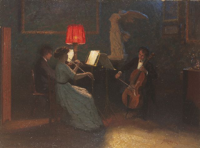 Simon Glücklich | Three musicians, Öl auf Holzfaser, 46,0 x 63,3 cm, signed l.r.