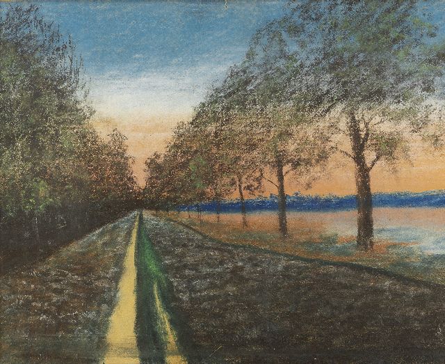 Koningin Wilhelmina van Oranje-Nassau | Trees along a country lane - a study of perspective, Pastell auf Papier, 43,9 x 55,0 cm, dated 'Het Loo 1920'