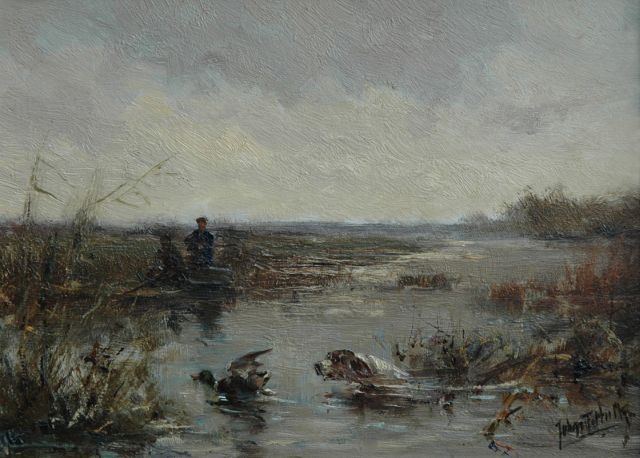 John Hulk jr. | The duck hunt, Öl auf Holz, 15,8 x 21,5 cm, signed l.r.