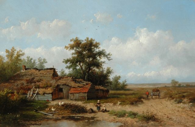 Wijngaerdt A.J. van | Gathering wood, Öl auf Holz 24,1 x 36,7 cm, signed l.r.
