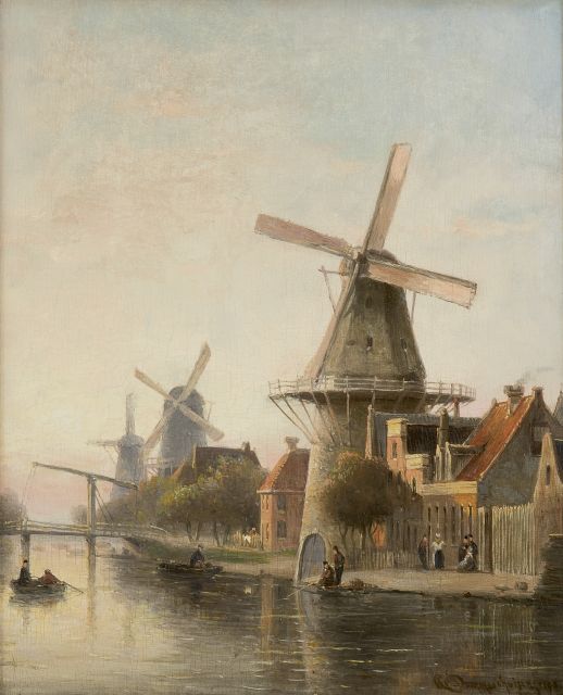 Christiaan Dommelshuizen | Mühle De Rosenboom am Overtoom ,Amsterdam, Öl auf Holz, 28,4 x 23,1 cm, Unterzeichnet r.u. und datiert 1898