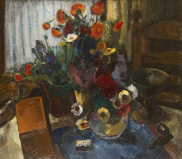 Colnot A.J.G.  | Flower still life, Öl auf Leinwand 80,7 x 90,3 cm, painted ca. 1919