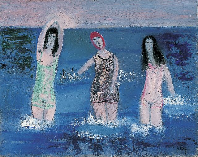 Alice Frey | Women bathing, Öl auf Leinwand, 32,0 x 40,4 cm, signed l.r.