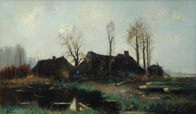 Johan Hendrik Kaemmerer | Farm in a poulder landscape, Öl auf Leinwand, 60,5 x 101,0 cm, signed l.l.