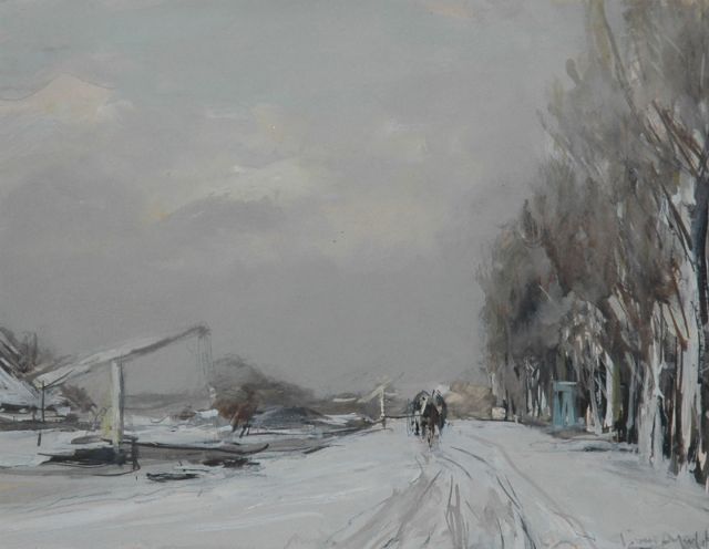 Louis Apol | Snowy landscape, Gouache auf Papier, 16,8 x 21,5 cm, signed l.r.