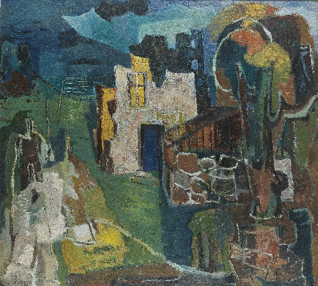 Wim Bosma | A landscape, Öl auf Leinwand, 126,4 x 138,2 cm, signed l.l. und dated 1957