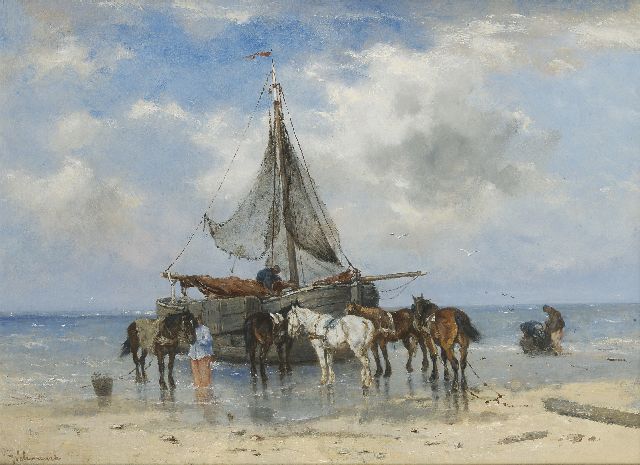 Johan Frederik Cornelis Scherrewitz | At low tide, Öl auf Leinwand, 45,0 x 60,2 cm, signed l.l.