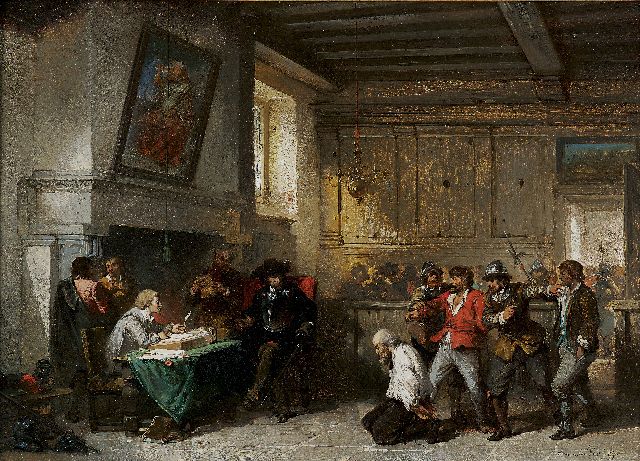 Herman ten Kate | The meeting of the court, Öl auf Tafel, 32,8 x 44,9 cm, signed l.r. und dated 1854