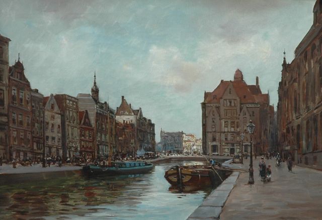 Dirckx A.B.  | View of the Rokin, Amsterdam, Öl auf Leinwand 50,1 x 70,4 cm, signed l.r.