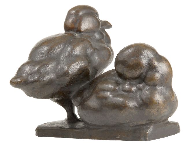 August Gaul | Two little swans, Bronze, 22,7 x 27,0 cm, signed on the base