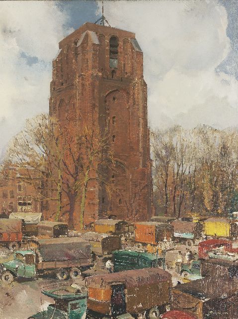Piet van der Hem | The Oldehove church in Leeuwarden, Öl auf Leinwand, 90,4 x 70,4 cm, signed l.r. und painted in 1935