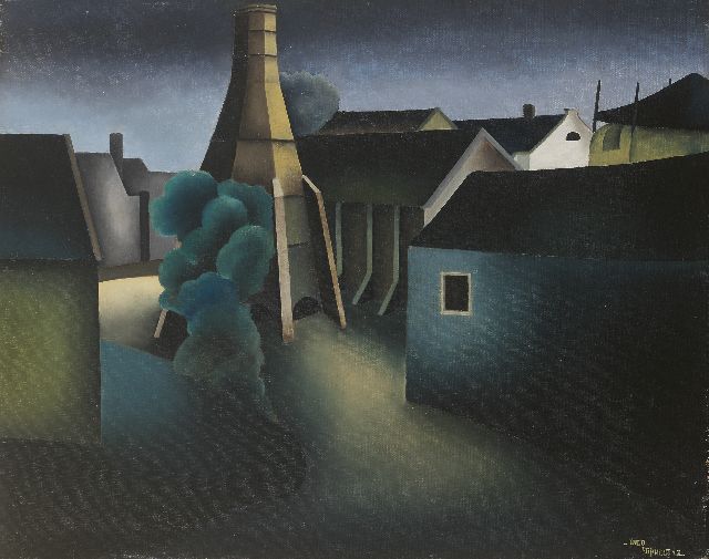 Theo Stiphout | Limekiln and houses, Öl auf Leinwand, 40,0 x 50,3 cm, signed l.r. and on the reverse und dated '33