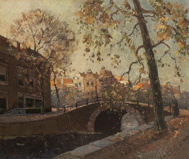 Aris Knikker | A city view with bridge, Amsterdam, Öl auf Leinwand, 46,4 x 55,3 cm, signed l.l.
