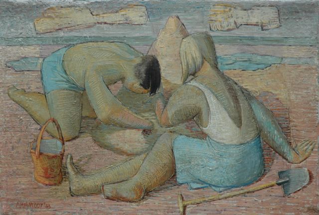 Hubertus van der Vloot | Playing childred, Öl auf Leinwand, 20,3 x 30,0 cm, signed l.l. und dated '59