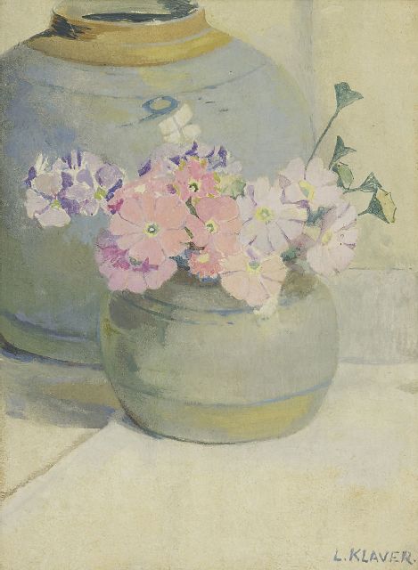 Luite Klaver | Blumen im Steinguttopf, Öl auf Tafel, 24,7 x 18,4 cm, Unterzeichnet r.u.