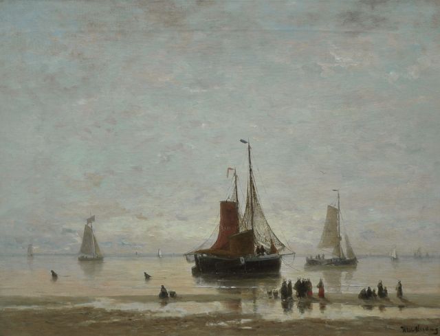 Hendrik Willem Mesdag | Sailing boats at sunset, Öl auf Leinwand, 60,5 x 80,7 cm, signed l.r.