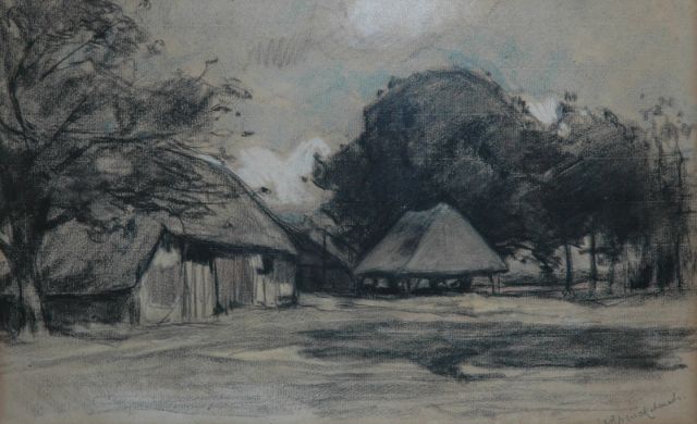 Willem Wenckebach | Farm, Farbbleistift und Kreide auf Papier, 26,5 x 42,0 cm, gesigneerd r.o.