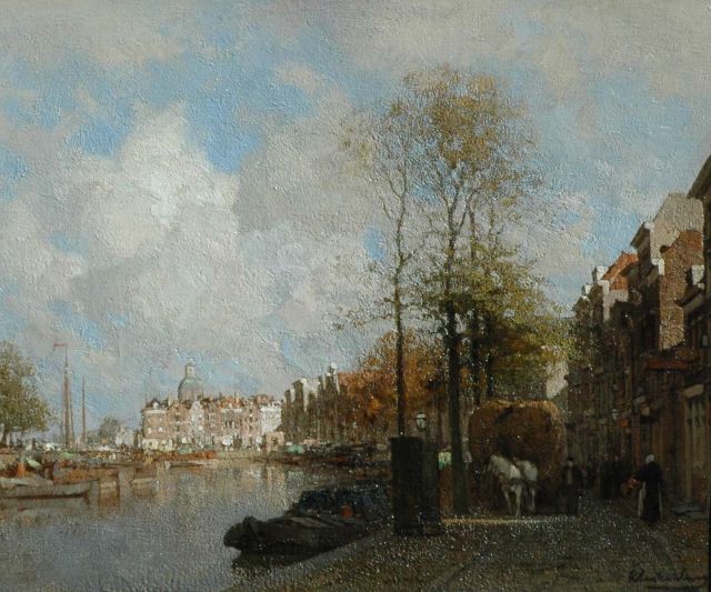 Karel Klinkenberg | A view on the Galgewater, Leiden, Öl auf Leinwand, 39,1 x 47,2 cm, signed l.r.