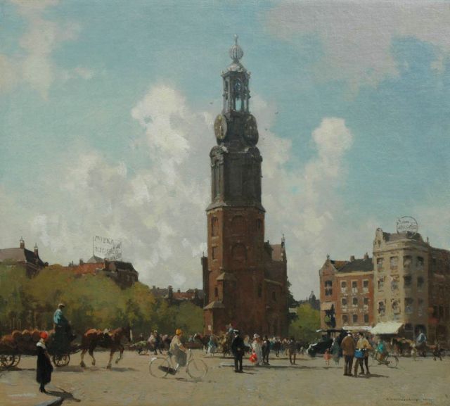 Cornelis Vreedenburgh | City life at the Munt, Amsterdam, Öl auf Leinwand, 53,2 x 60,0 cm, signed l.r. und dated 1924