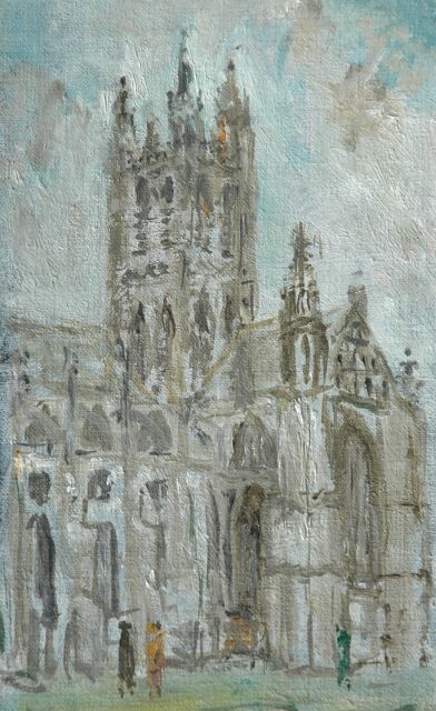 Stanley Grayson | Canterbury cathedral, Öl auf Malereifaser, 21,5 x 12,7 cm