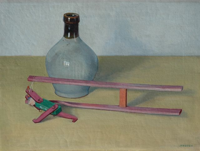 Jan Boon | A still life with a jug and a toy, Öl auf Leinwand, 30,2 x 40,5 cm, signed l.r.